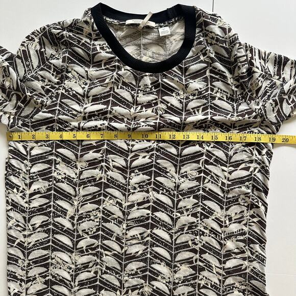 Scotch & Soda T-Shirt Top Floral Birds Burnout Short Sleeve Brown Women's Large - Picture 12 of 13